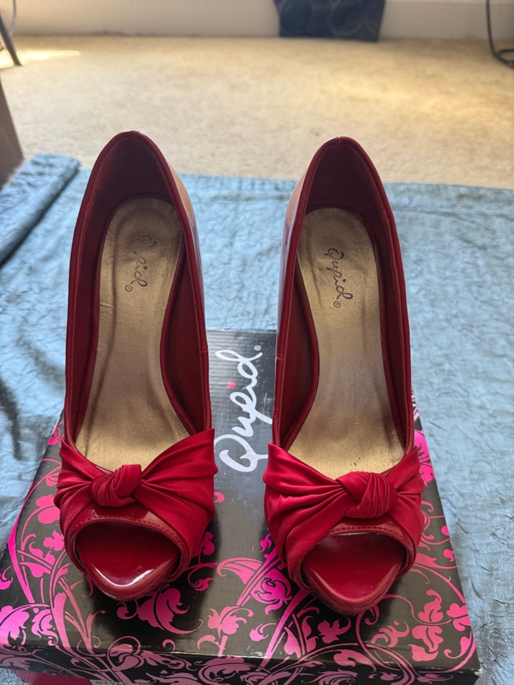 Qupid Nydia Red Patent Leather Cupid Heels